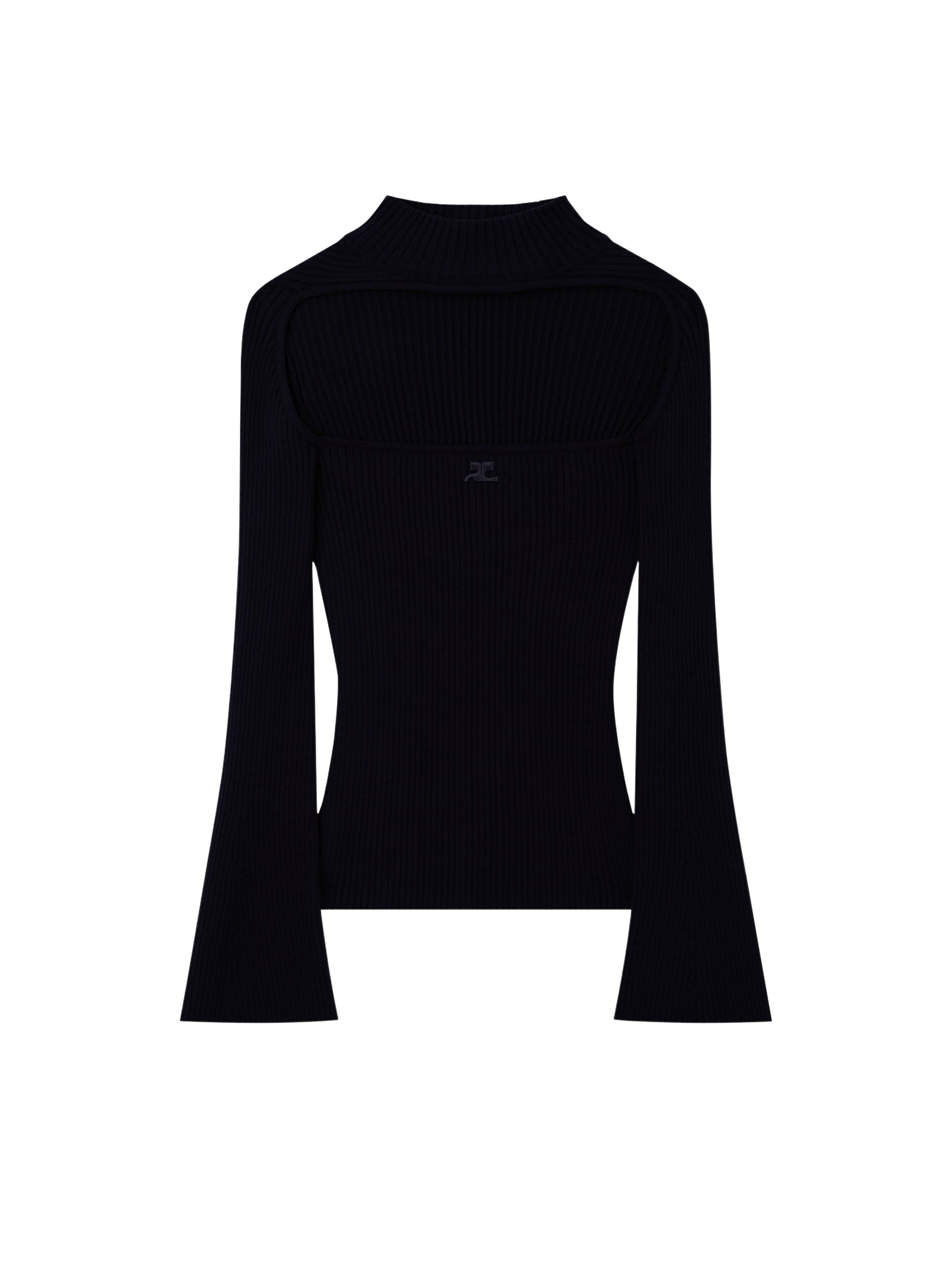 Hyperbole ls rib knit Sweater - Black
