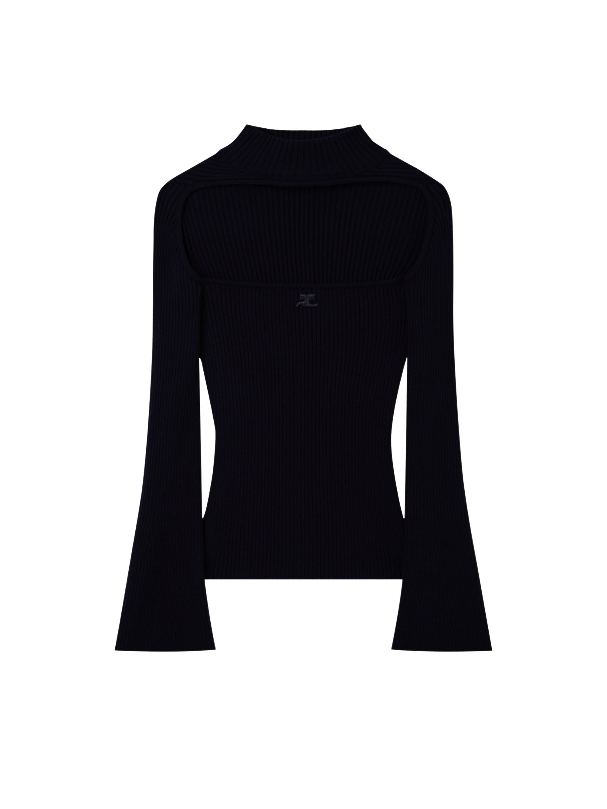 Hyperbole ls rib knit Sweater - Black