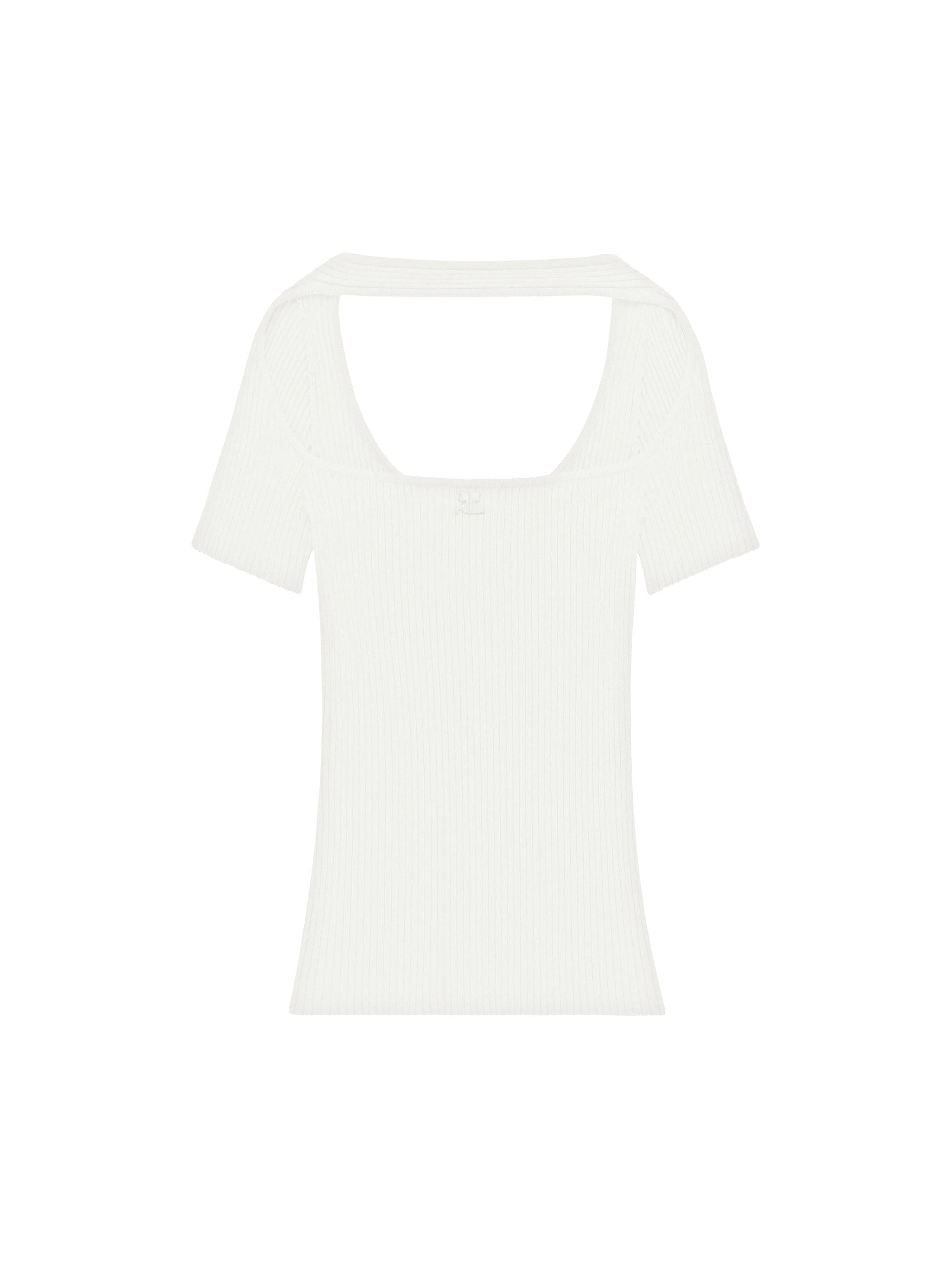 Hyperbole ss rib knit Sweater - Heritage White