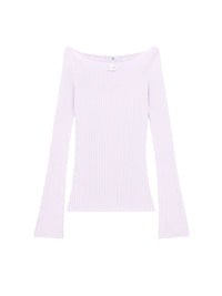 Boat neck rib knit Sweater - Mist