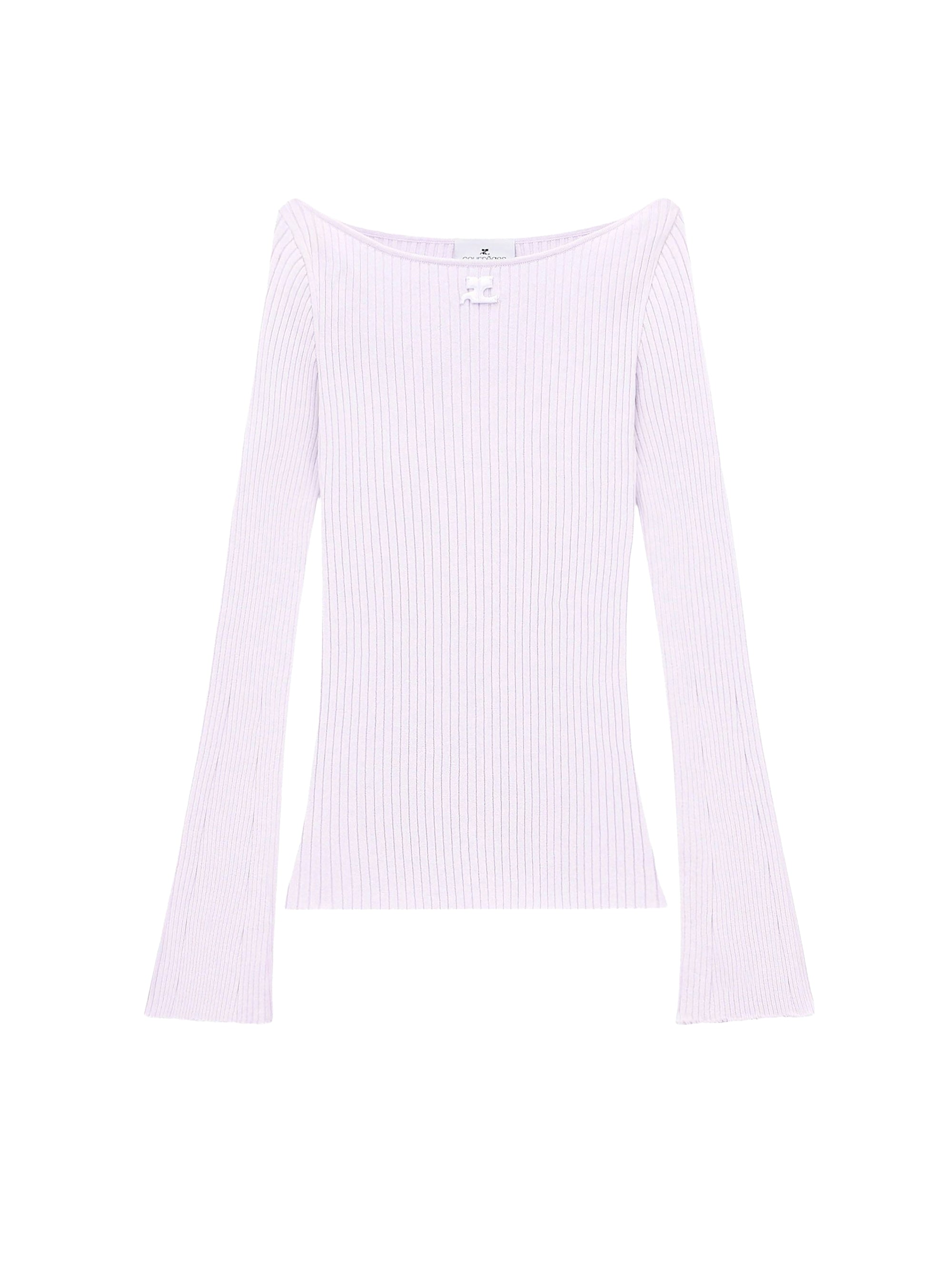 Boat neck rib knit Sweater - Mist