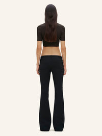 Iconic cropped knit V-neck Sweater - Mud Brown