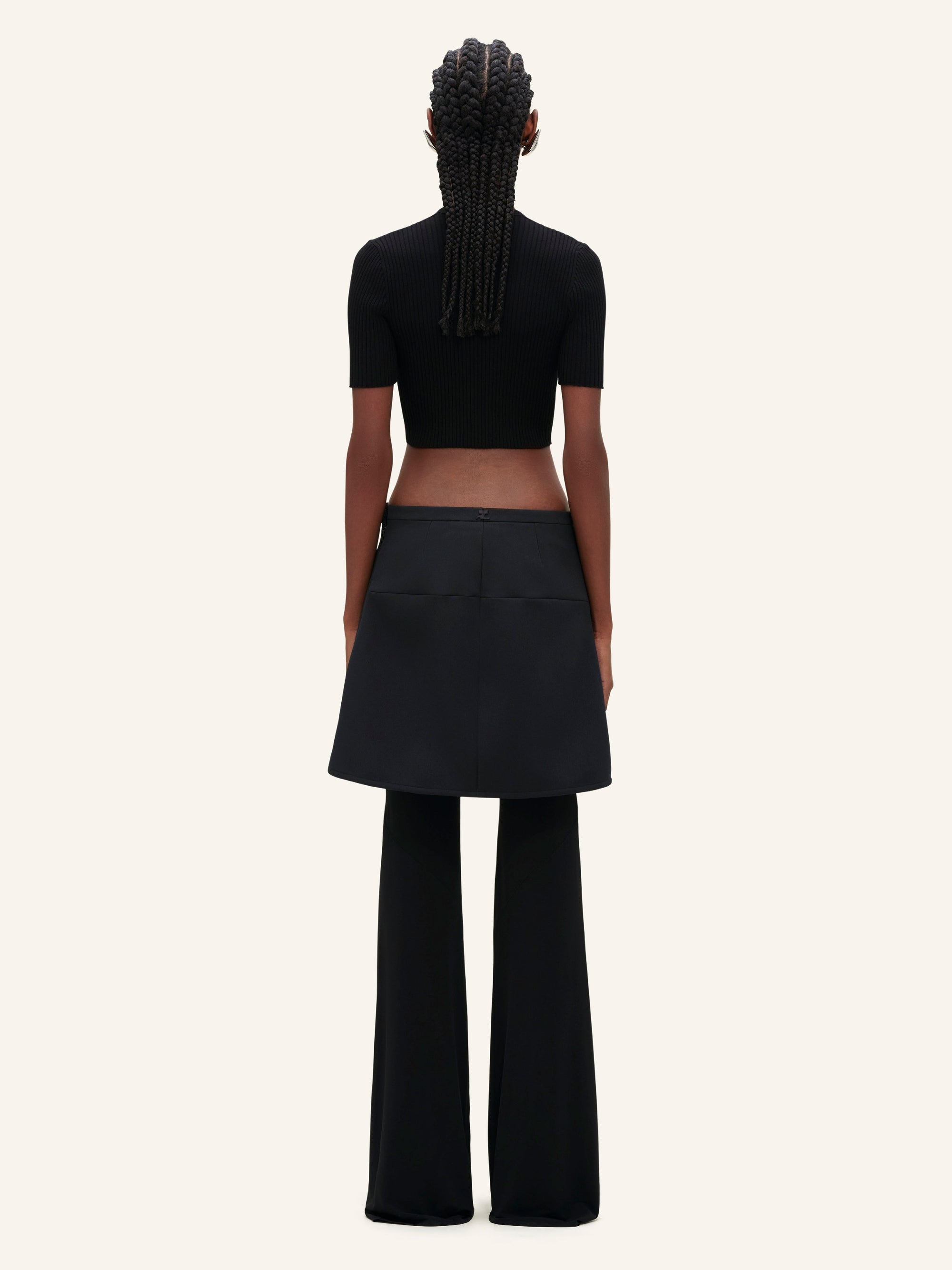 Iconic cropped knit V-neck Sweater - Black