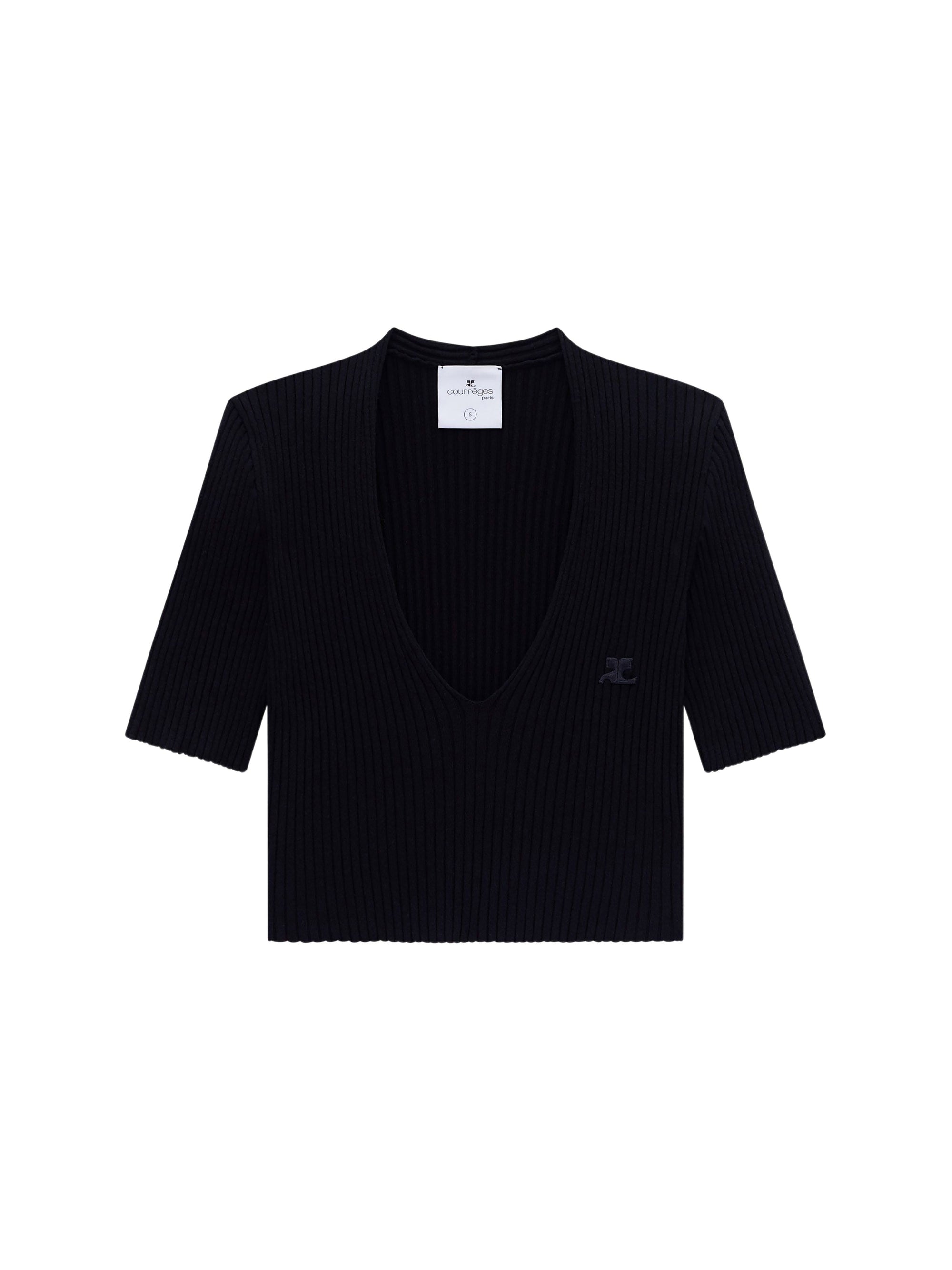 Iconic cropped knit V-neck Sweater - Black