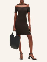 Hyperbole rib knit mini Dress - Mud Brown