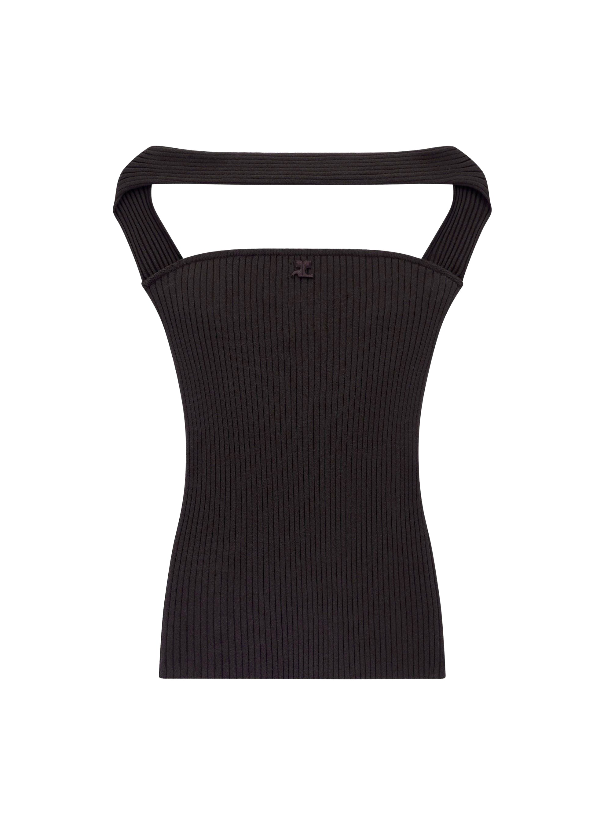 Hyperbole rib knit Top - Mud Brown