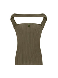 Hyperbole rib knit Top - Camouflage Green