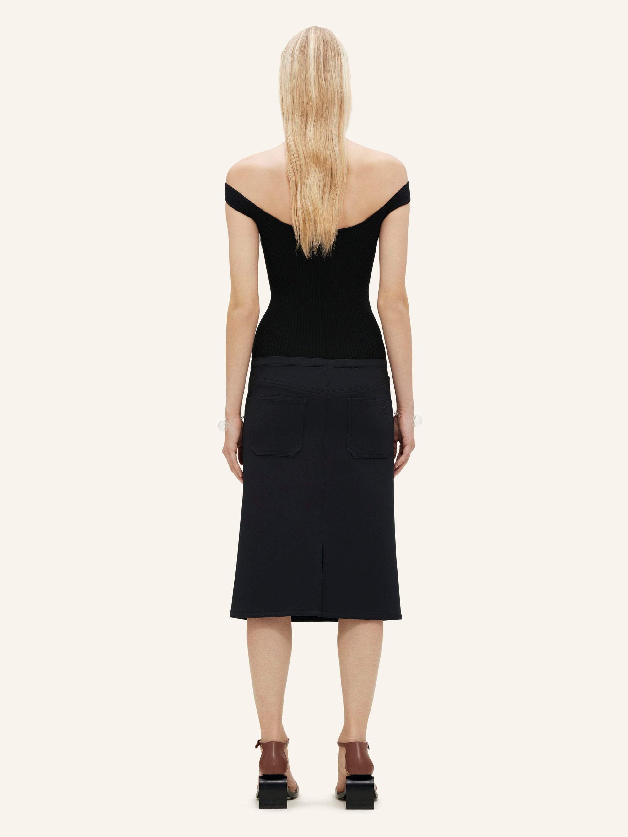 Hyperbole rib knit Top - Black