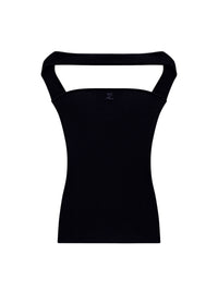 Hyperbole rib knit Top - Black