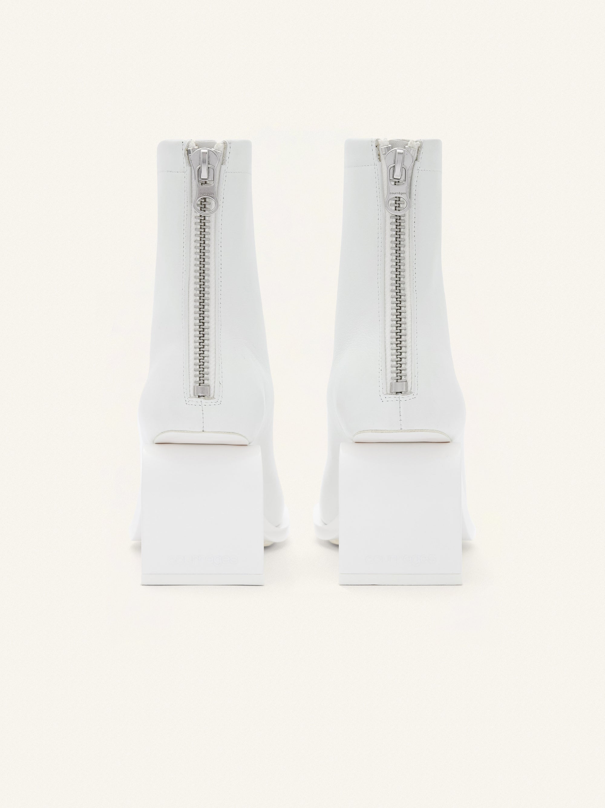 Stream zipped leather ankle Boots - White