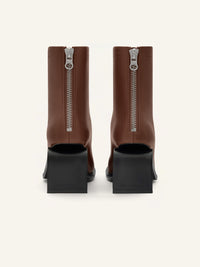 Stream zipped leather ankle Boots - Acajou
