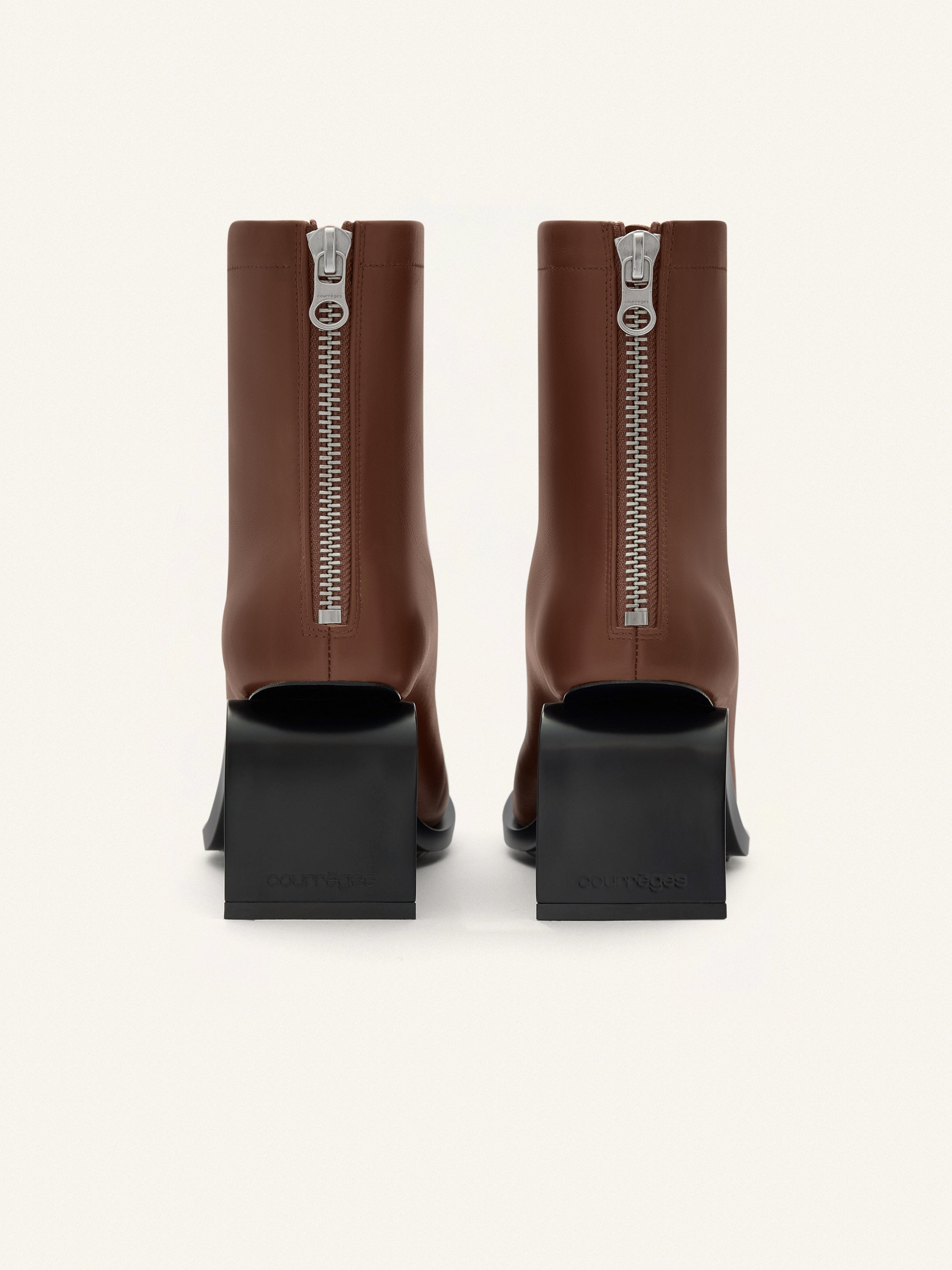 Stream zipped leather ankle Boots - Acajou