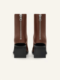 Stream zipped leather ankle Boots - Brown