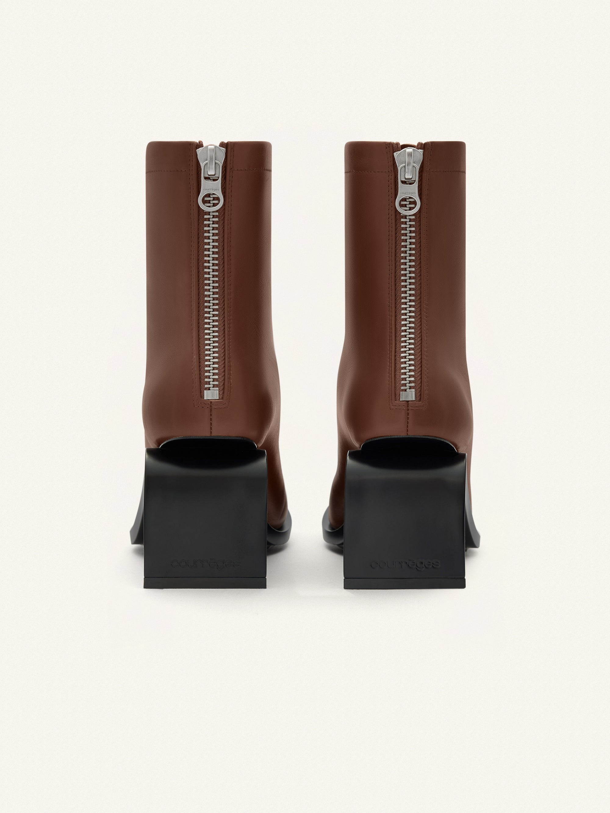 Stream zipped leather ankle Boots - Brown