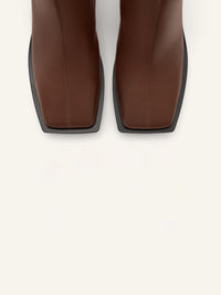 Stream zipped leather ankle Boots - Acajou