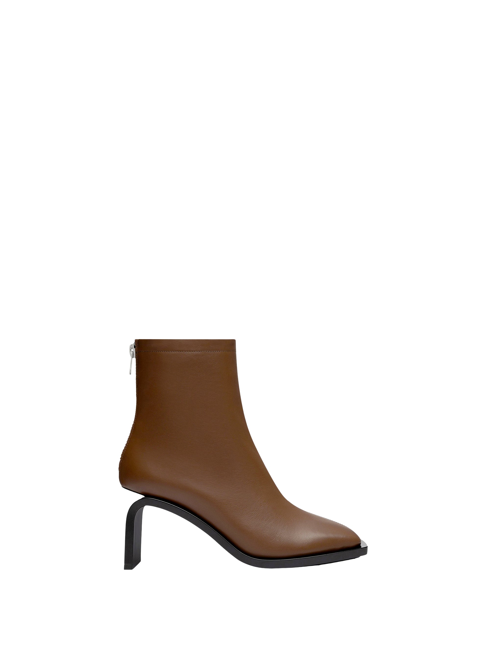 Stream zipped leather ankle Boots - Acajou