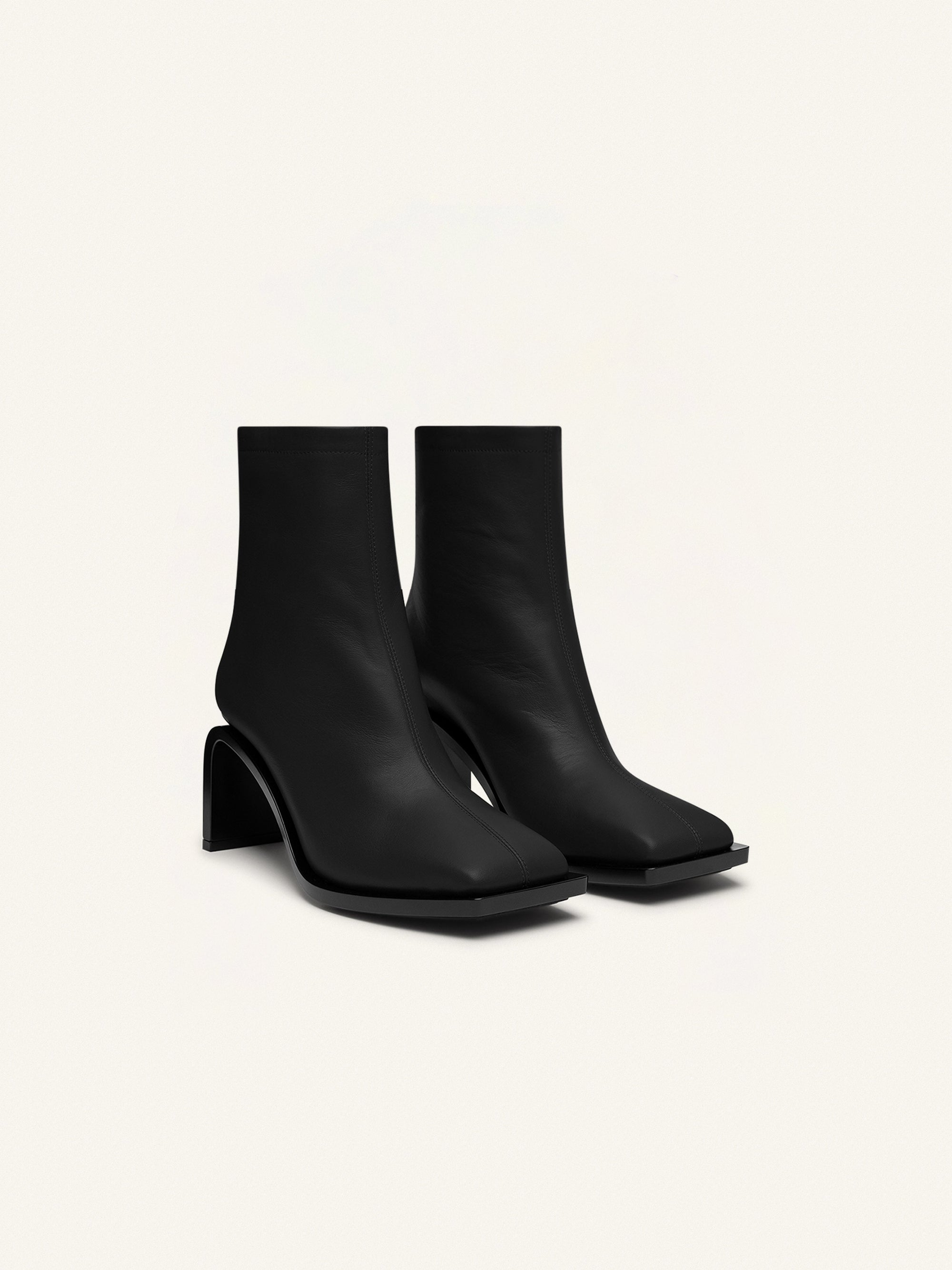 Stream zipped leather ankle Boots - Black