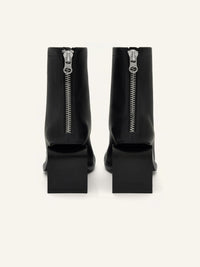 Stream zipped leather ankle Boots - Black