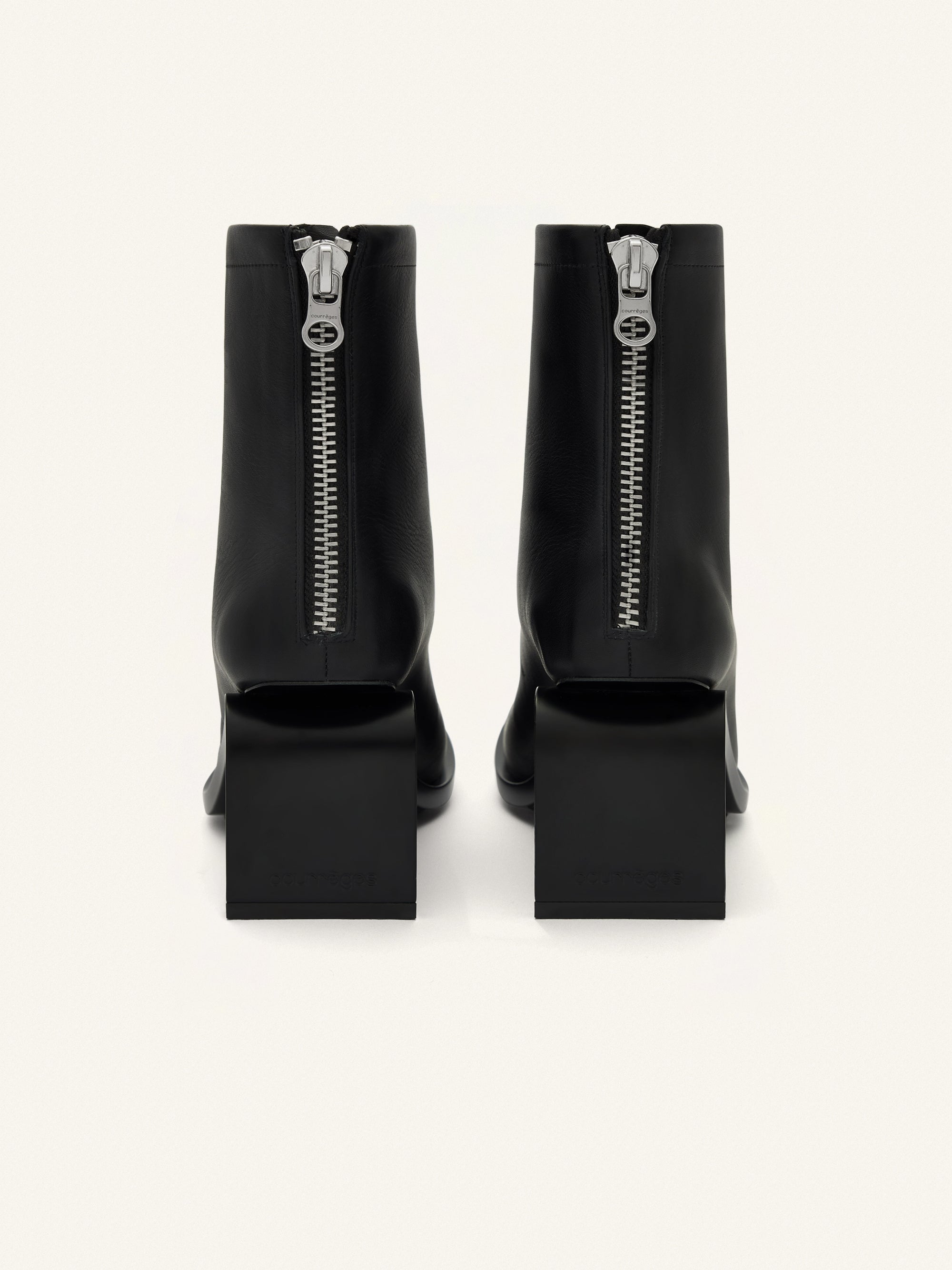 Stream zipped leather ankle Boots - Black