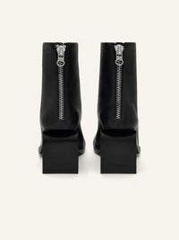 Stream zipped leather ankle Boots - Black