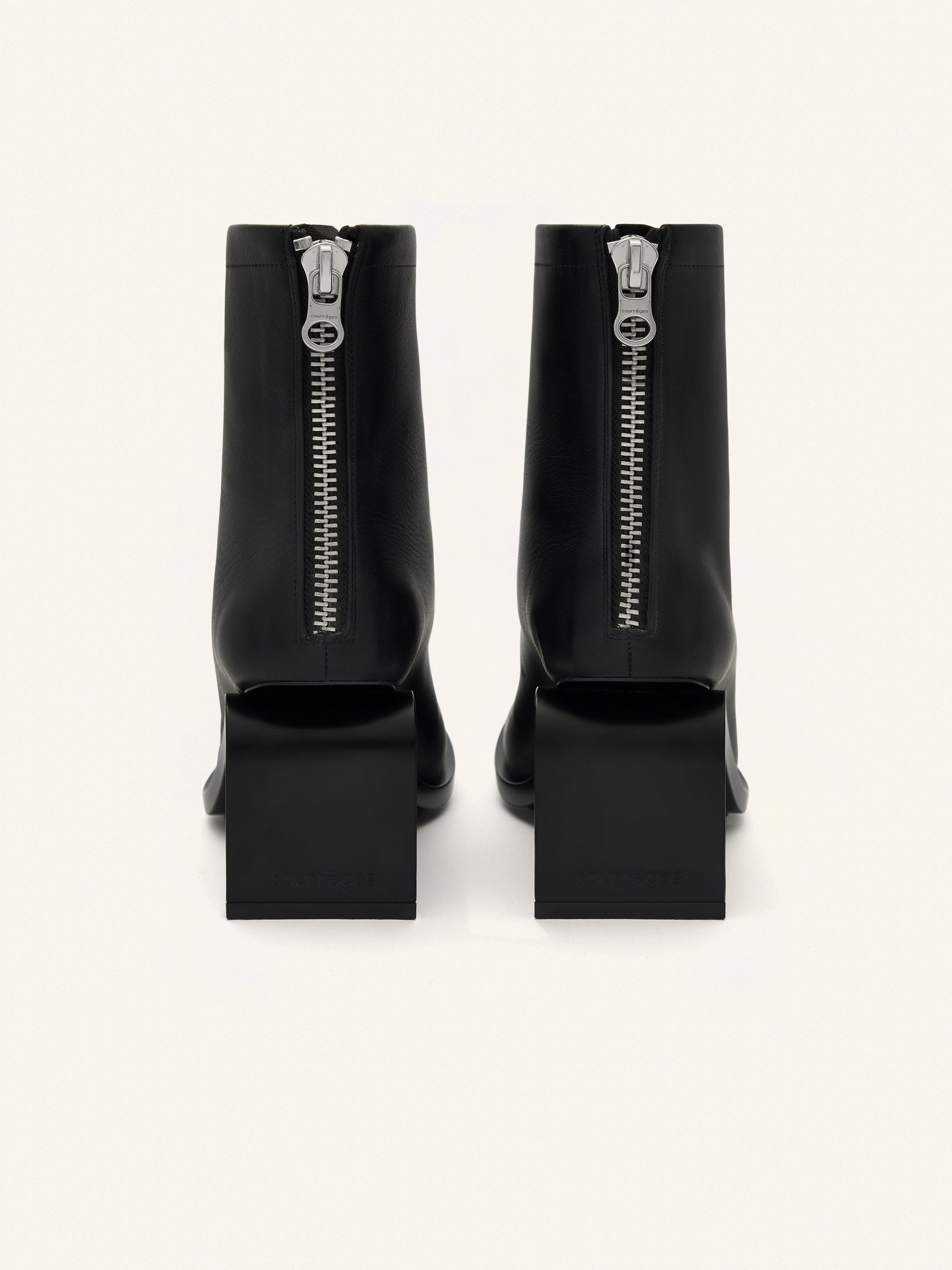 Stream zipped leather ankle Boots - Black