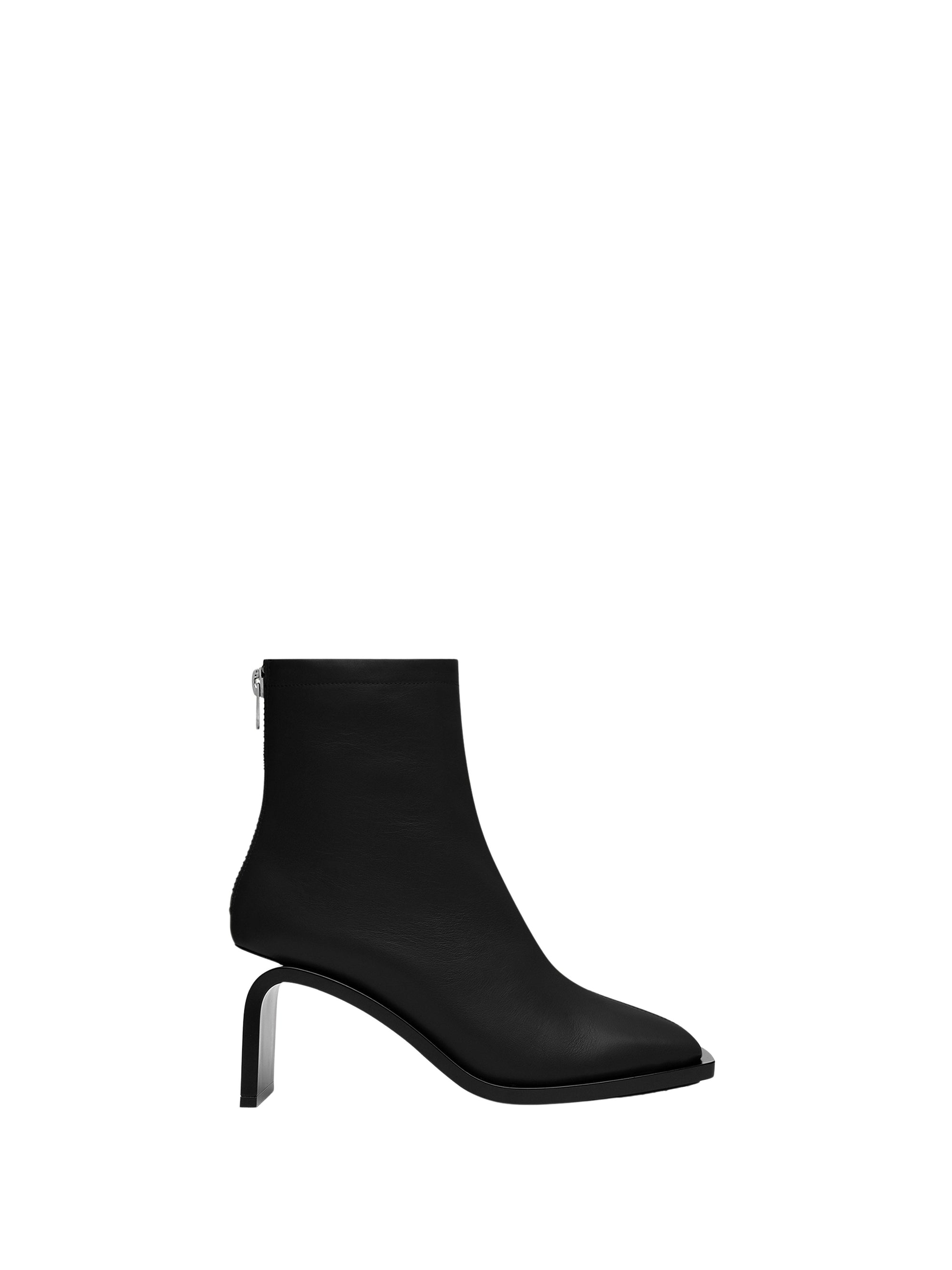 Stream zipped leather ankle Boots - Black