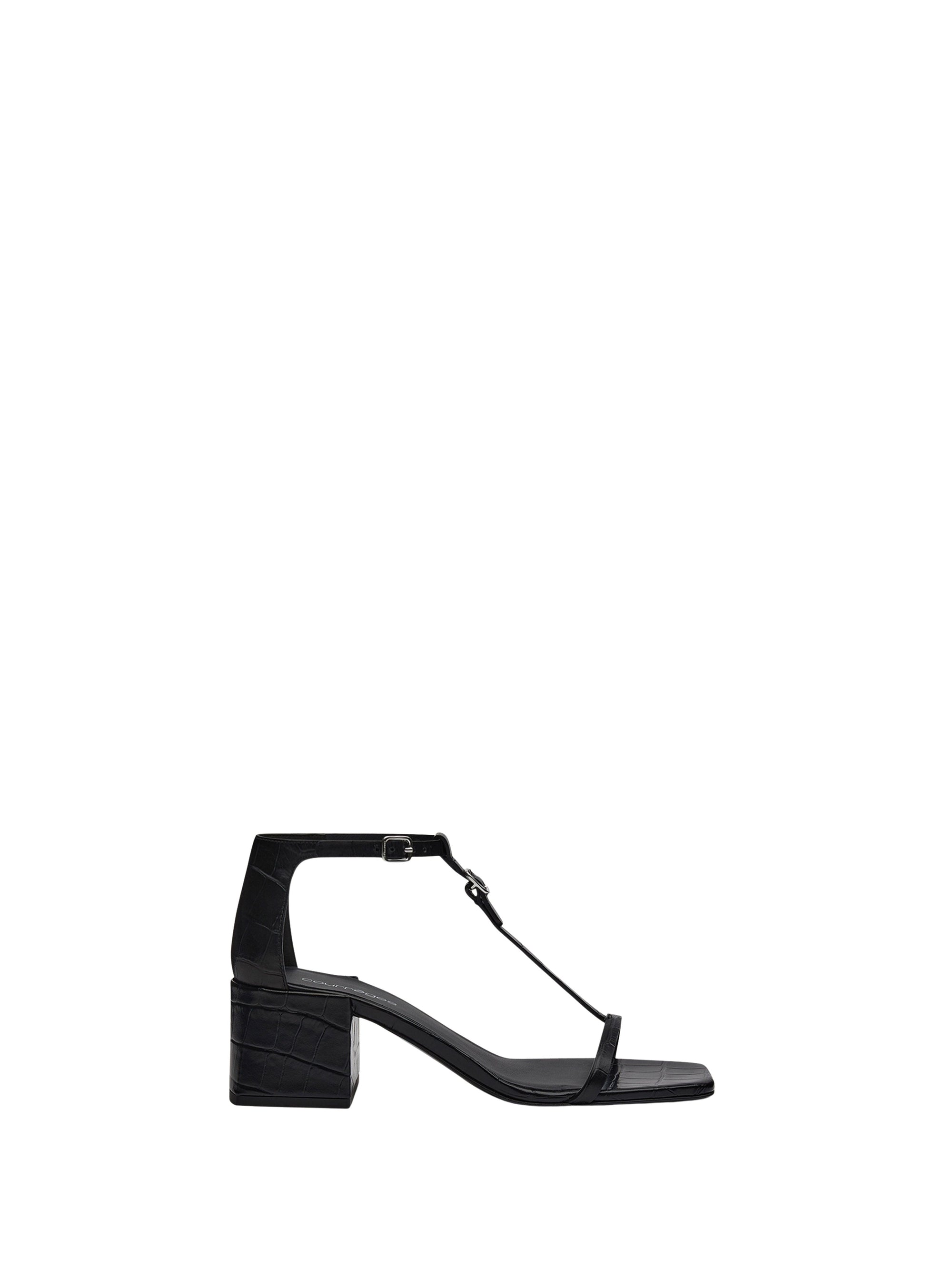 Croco effect Sandals - Black