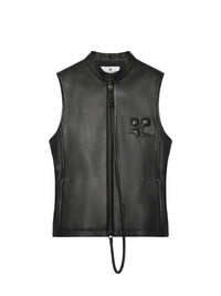 City shadow leather Vest - Black