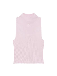 Mockneck light rib croppedped Top - Salt Pink