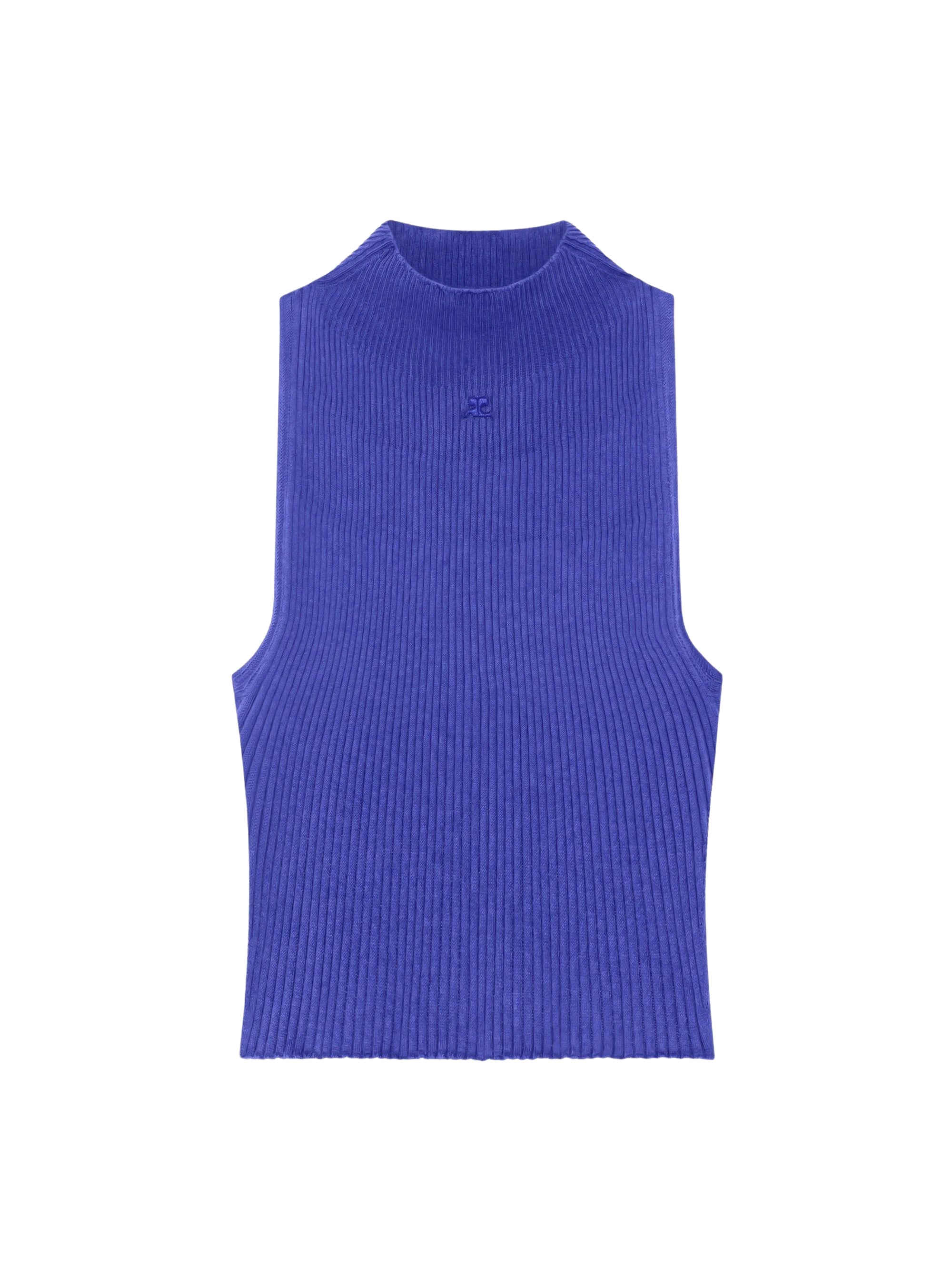 Mockneck light rib croppedped Top - Saphir