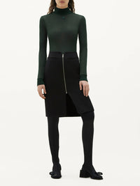Long swallow wool Skirt - Black