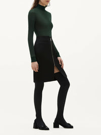 Long swallow wool Skirt - Black