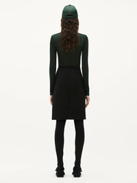 Long swallow wool Skirt - Black