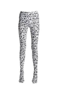 Logo Strips Printed grey & black Leggings - Grey & Black