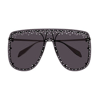 AM0313S Silver metal & black diamond strass Sunglasses - Shiny Silver & Black