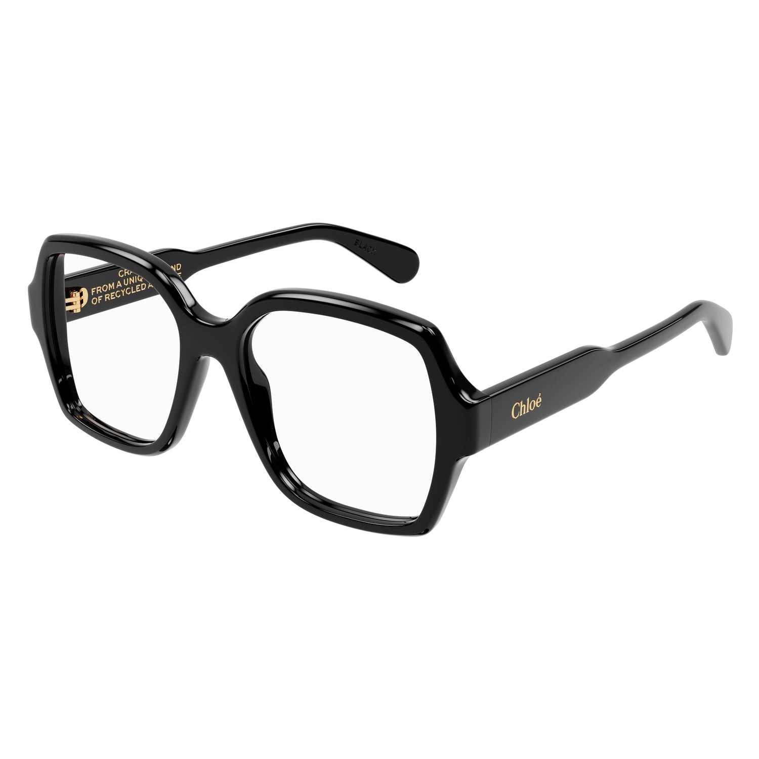 CH0155O Black recycled acetate Optical Frames - Shiny Black