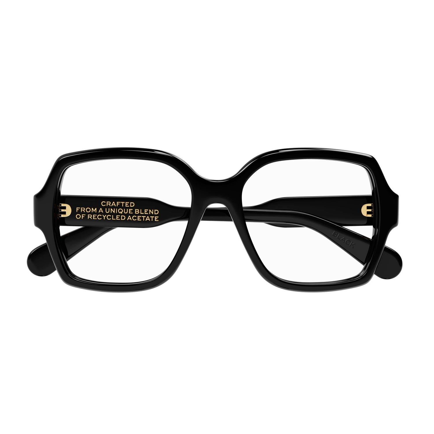 CH0155O Black recycled acetate Optical Frames - Shiny Black