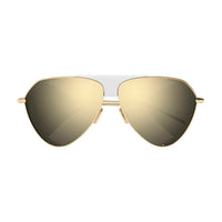 AA0067S Gold leather cover & bridge metal Sunglasses - Shiny Light Gold