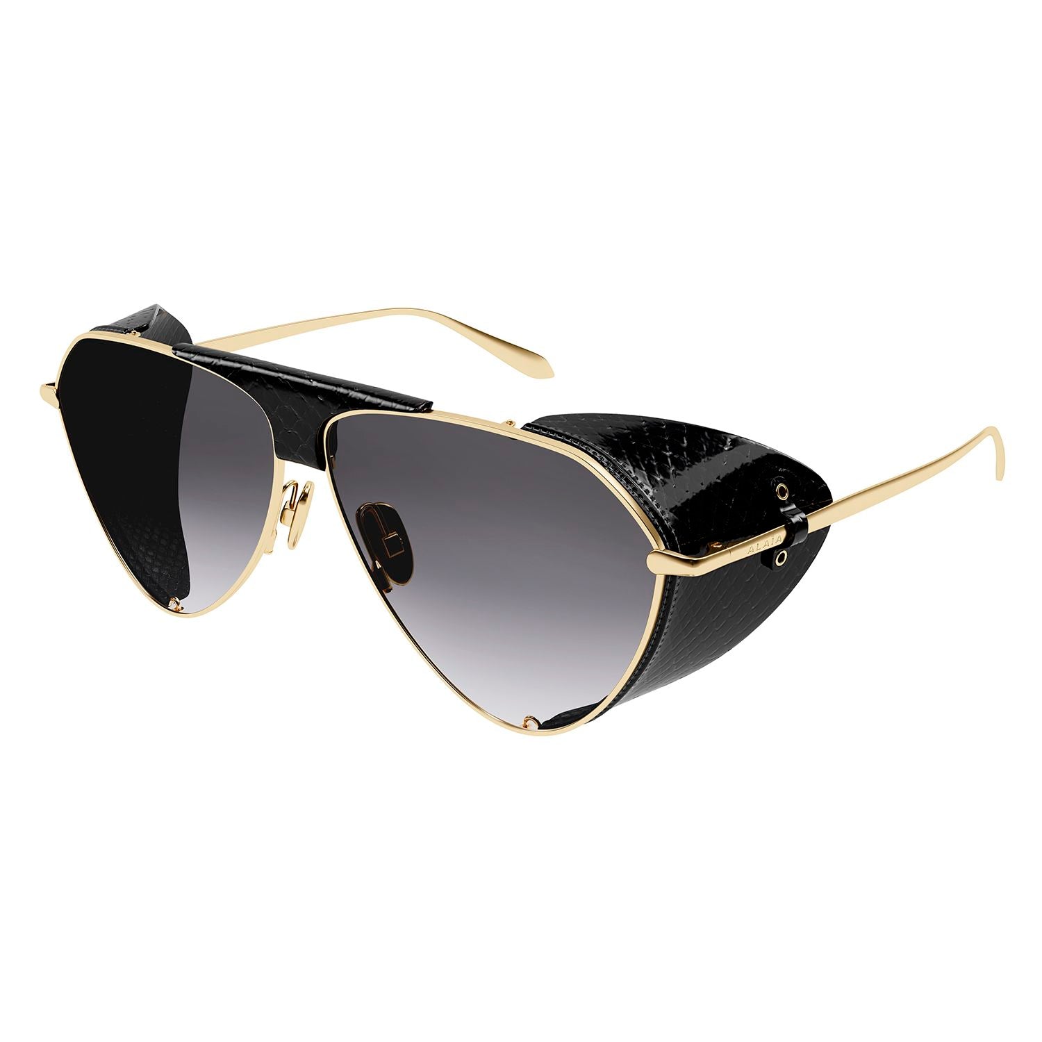 AA0067S Gold leather cover & bridge metal Sunglasses - Shiny Light Gold & Black Ayers