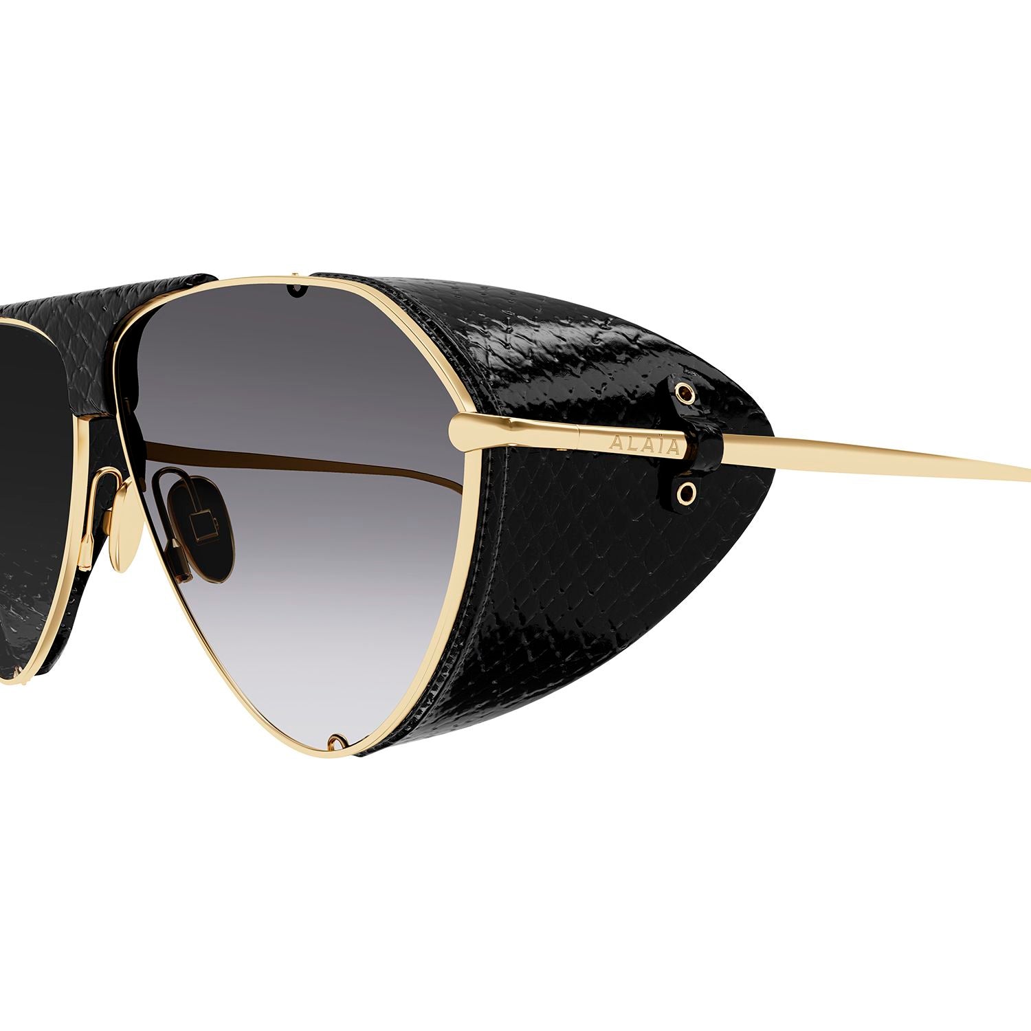 AA0067S Gold leather cover & bridge metal Sunglasses - Shiny Light Gold & Black Ayers