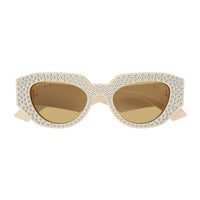 GG1421S Ivory recycled acetate strass & studs Sunglasses - Shiny Solid Ivory