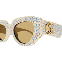 GG1421S Ivory recycled acetate strass & studs Sunglasses - Shiny Ivory