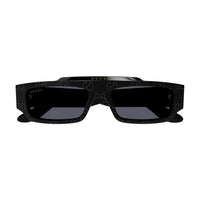 GG1592S Black Guccissima laser pattern recycled acetate Sunglasses - Shiny Solid Black
