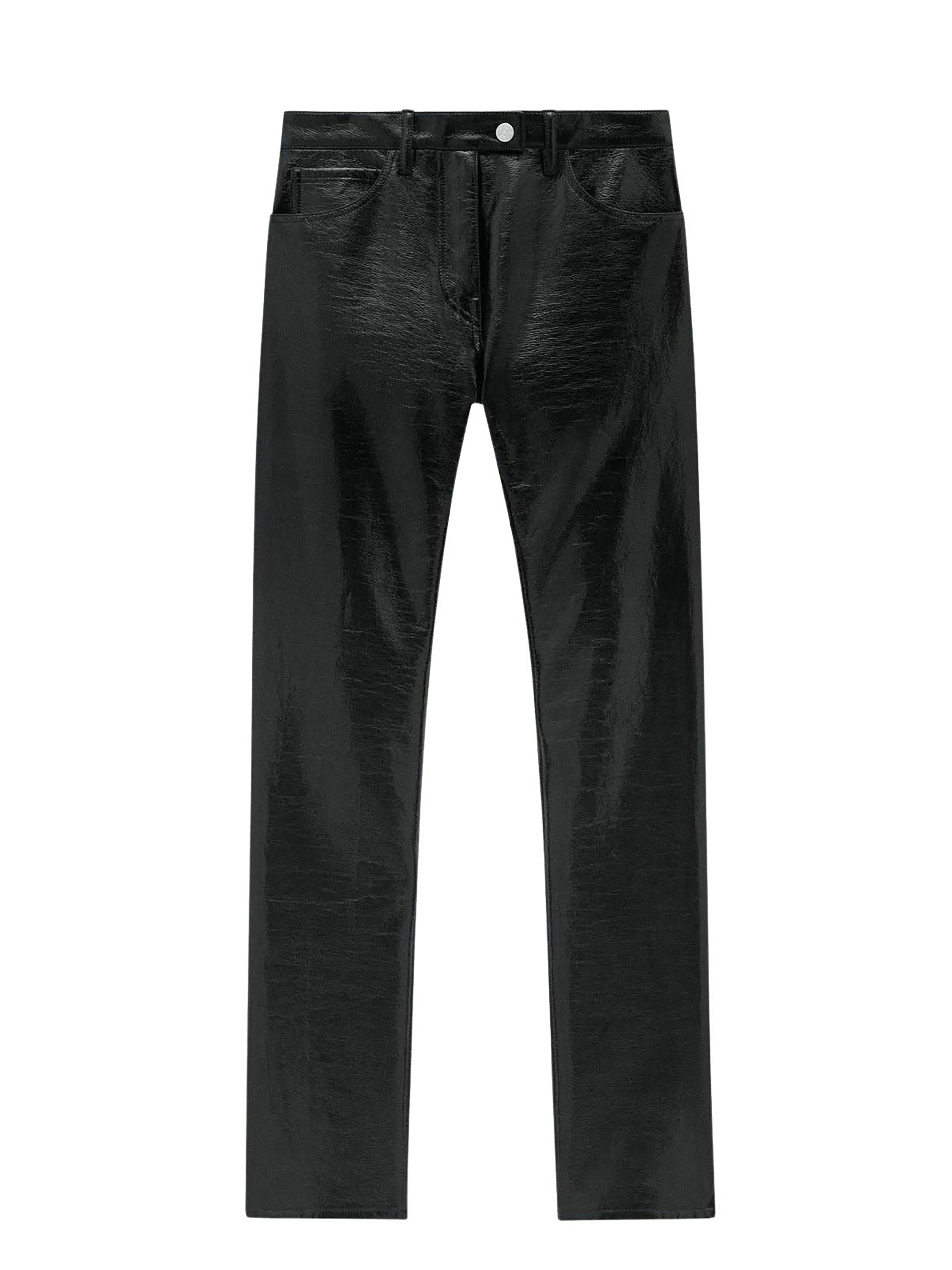 Straight cut 5-pocket vinyl Pant - Black
