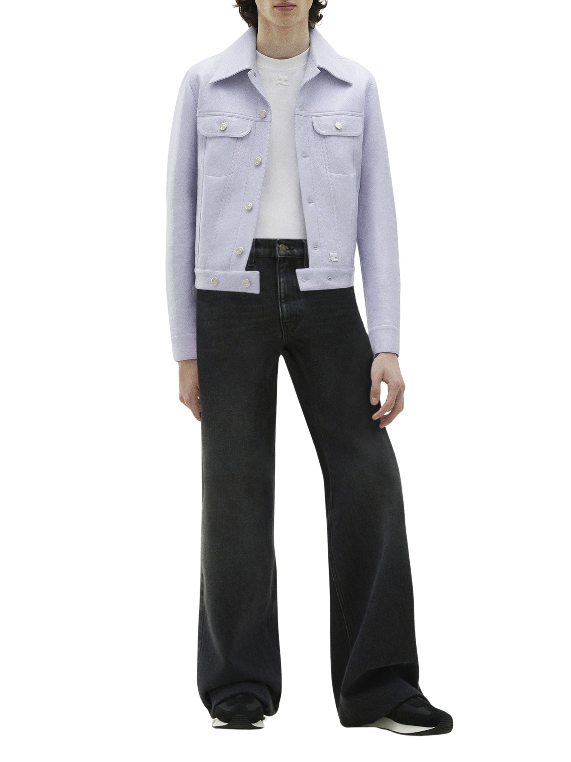 V trucker vinyl Jacket - Purple