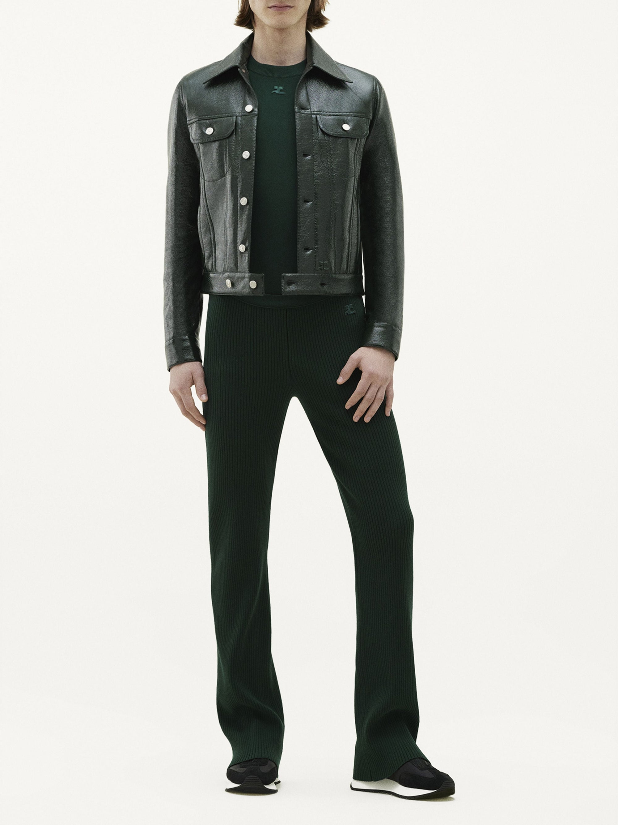 V trucker vinyl Jacket - Green