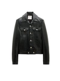 V trucker vinyl Jacket - Black