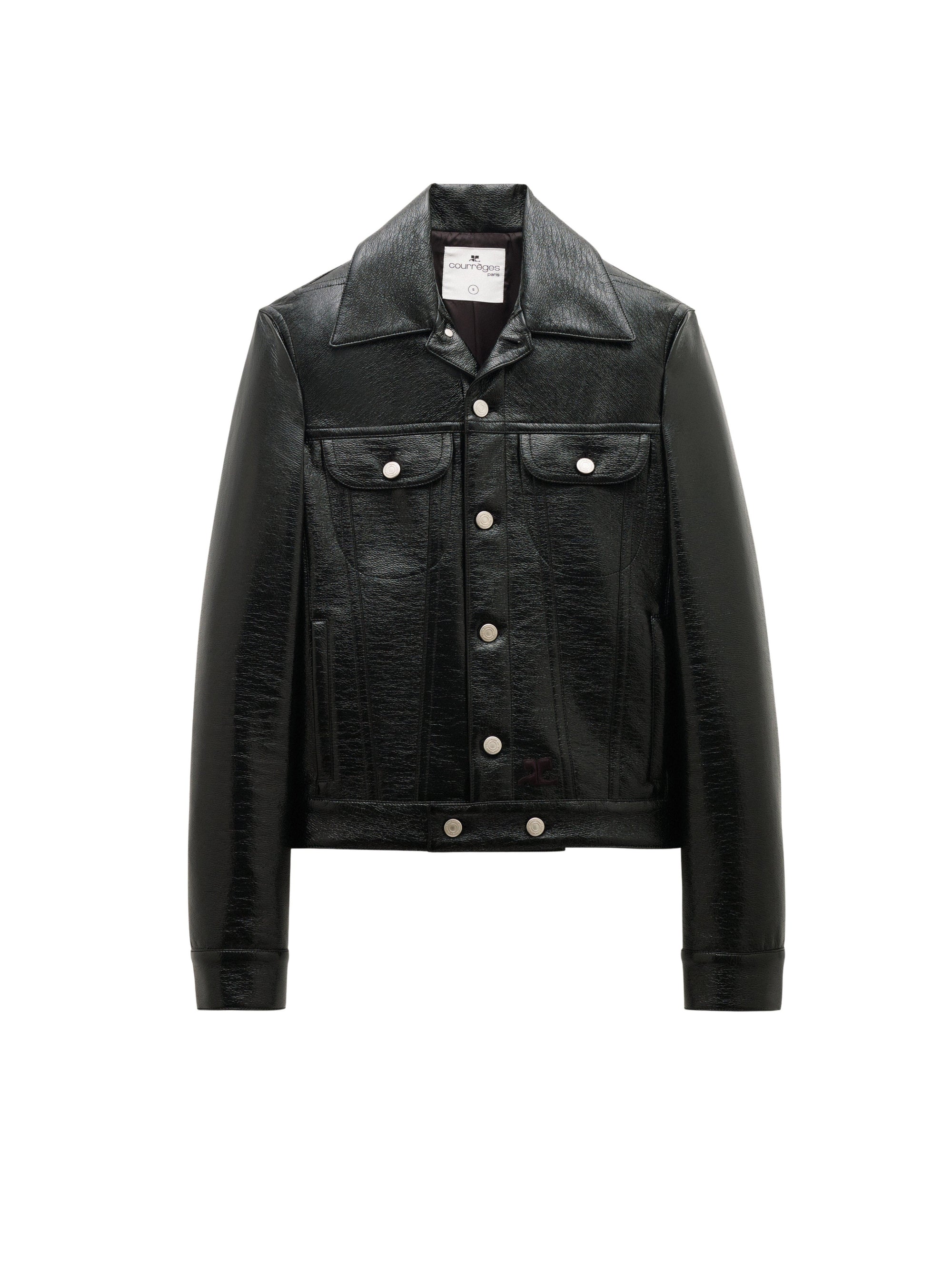 V trucker vinyl Jacket - Black