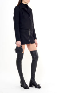 Swallow zip wool Skirt - Black