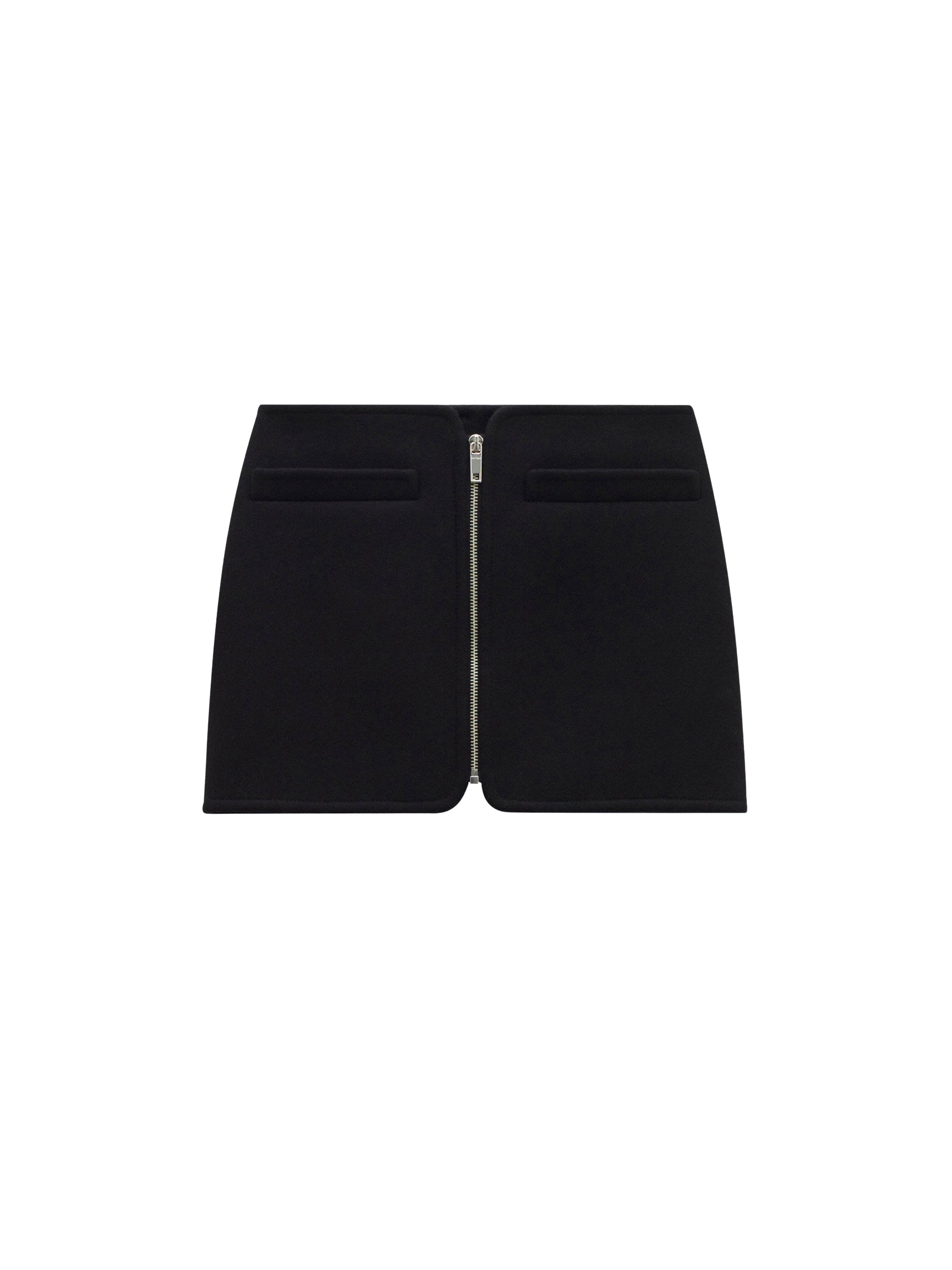 Short swallow wool Skirt - Black